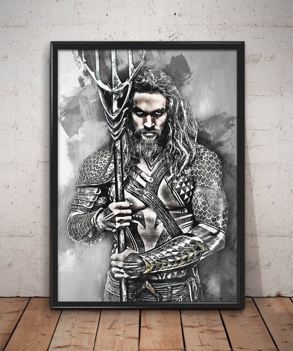Aquaman Print Aquaman Jason Momoa Wall Art - Poster | Canvas Wall Art Print