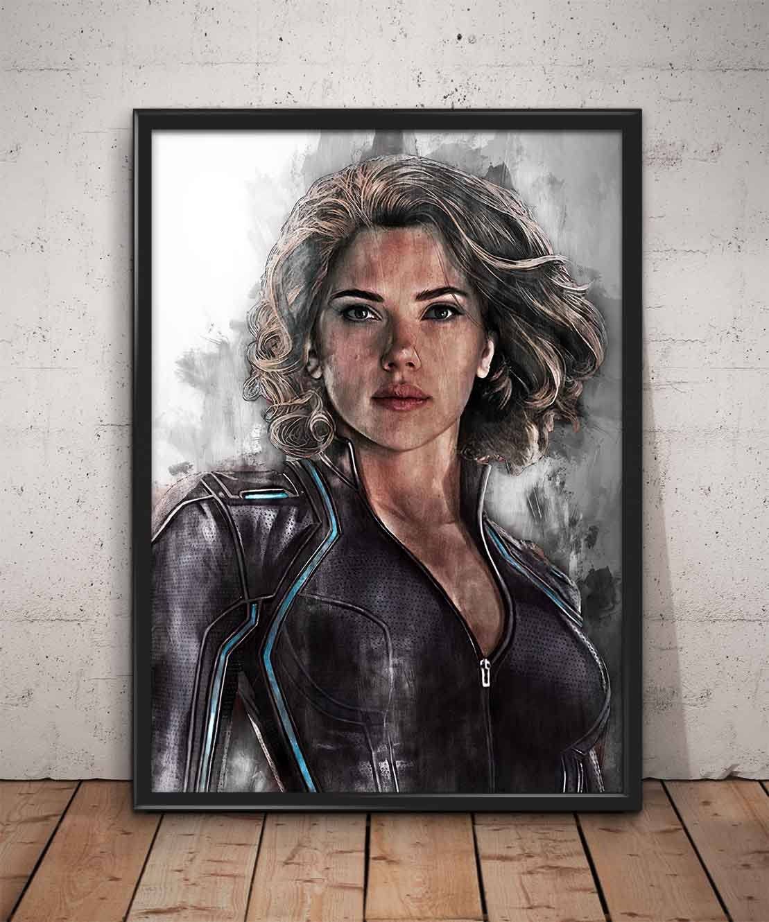 Black Widow Print Black Widow Scarlett Johansson Wall Art - Poster | Canvas Wall Art Print