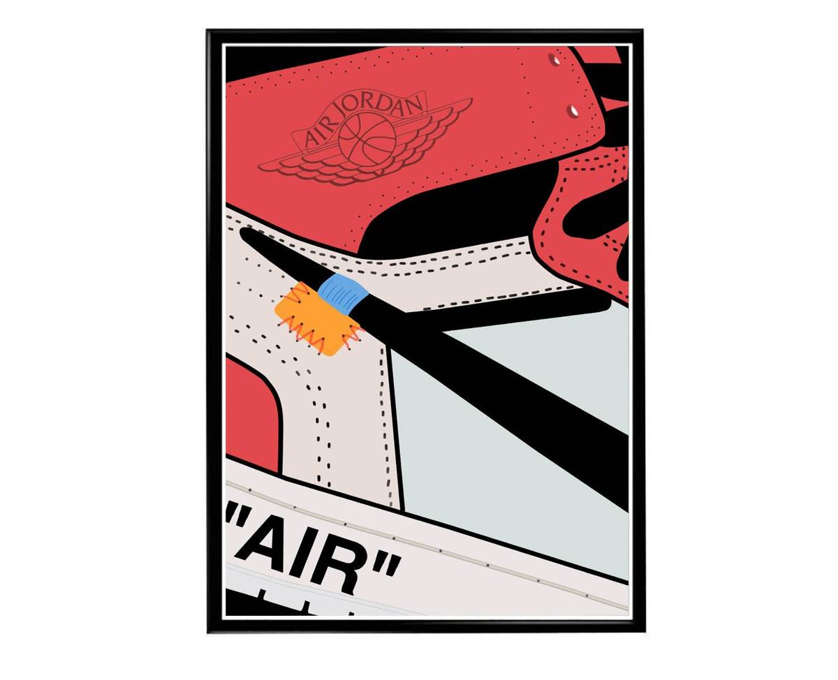 Off Retro 1 Close Sneaker Poster, Hypebeast Poster, Kicks Poster, Urban Wall Art, Graffiti Wall Art, Streetwear Posters, Sneaker Wall Art - Poster | Canvas Wall Art Print