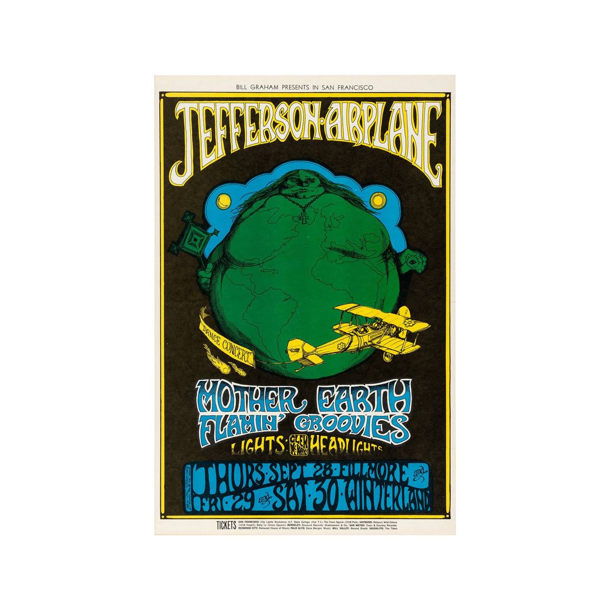 Jefferson Airplane, Mother Earth And Flamin' Groovies 1967 Concert - Poster | Canvas Wall Art Print
