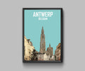 Antwerp, Belgium In Blue - Poster | Canvas Wall Art Print