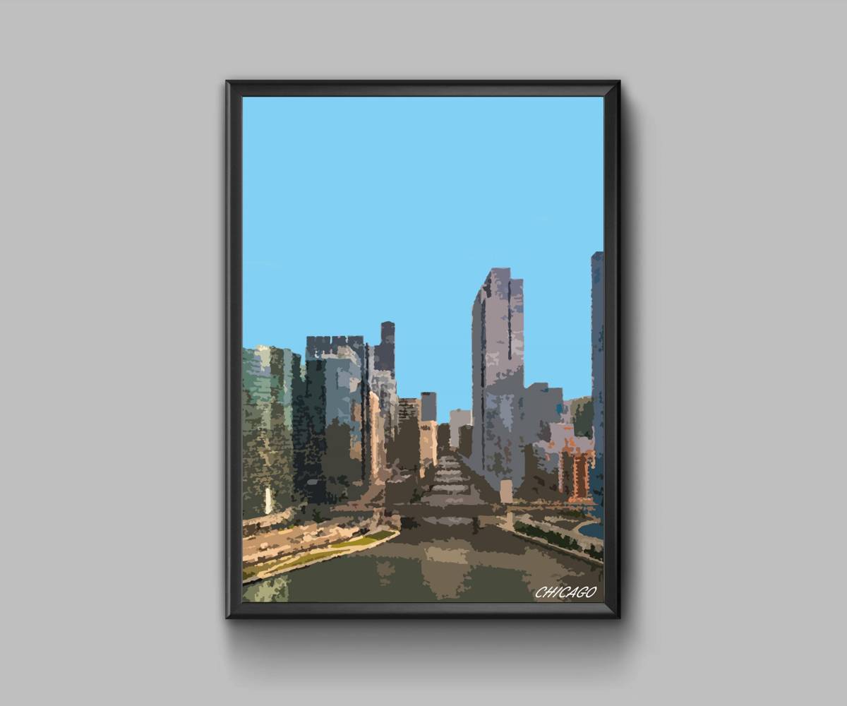 Chicago, United States In Blue - Poster | Canvas Wall Art Print