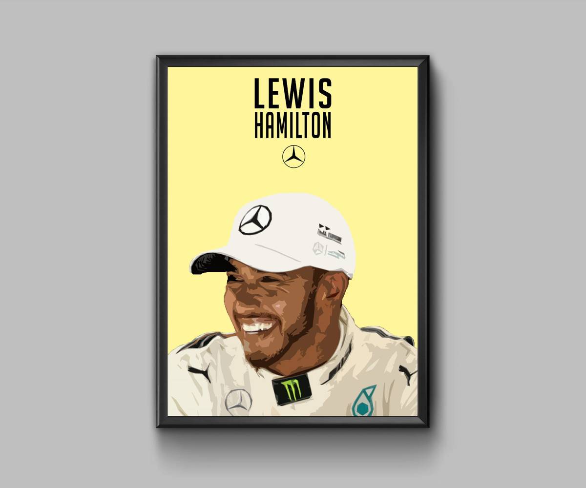 Lewis Hamilton In Yellow - Poster | Canvas Wall Art Print