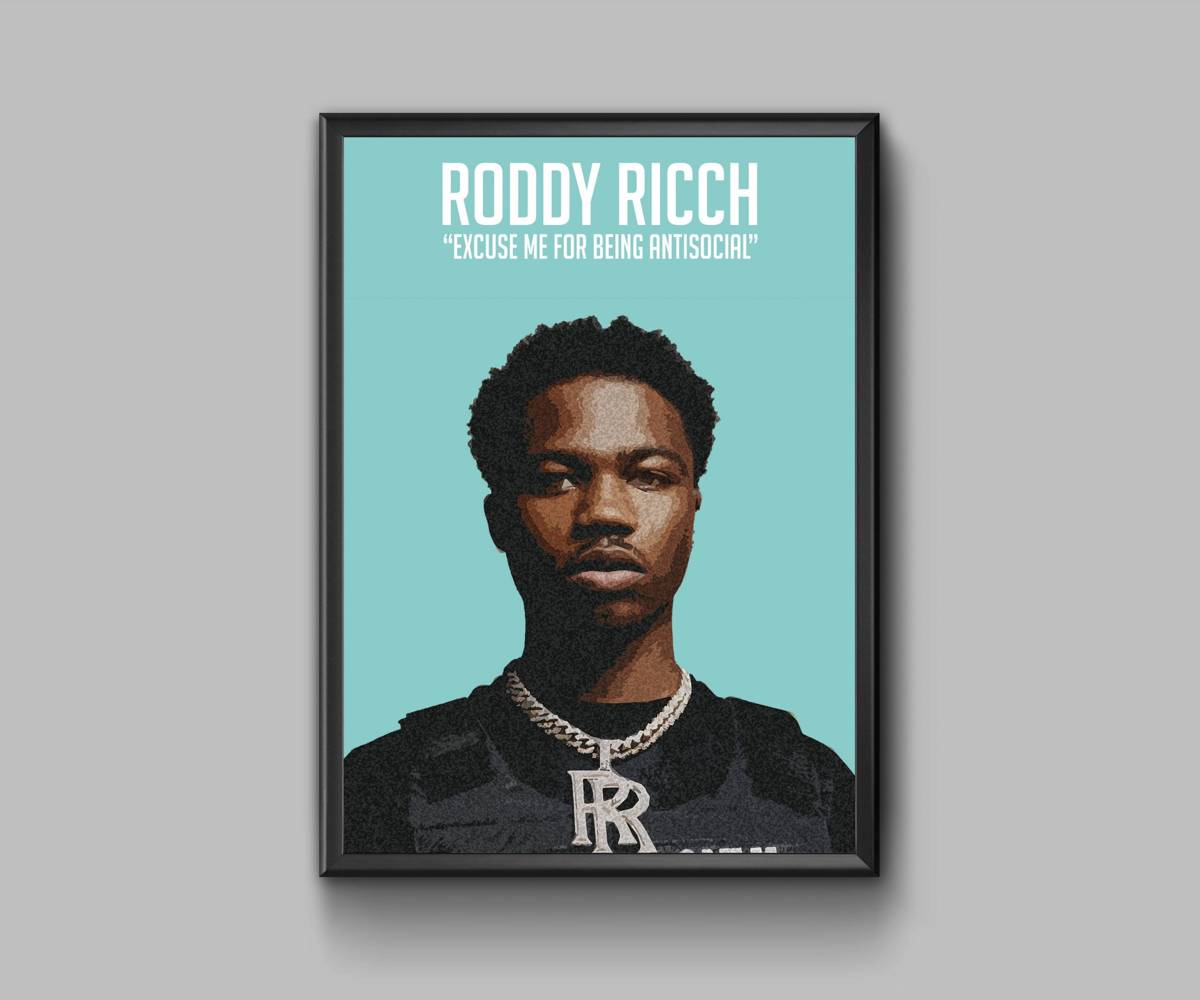 Roddy Ricch In Blue - Poster | Canvas Wall Art Print