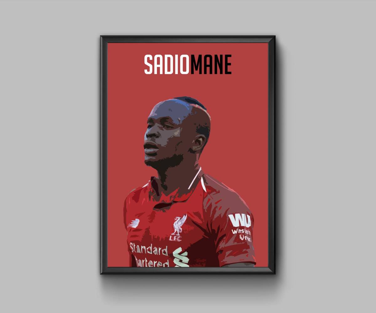 Sadio Mane In Red - Poster | Canvas Wall Art Print