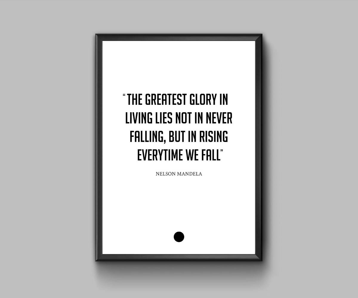 Nelson Mandela Quote In White - Poster | Canvas Wall Art Print