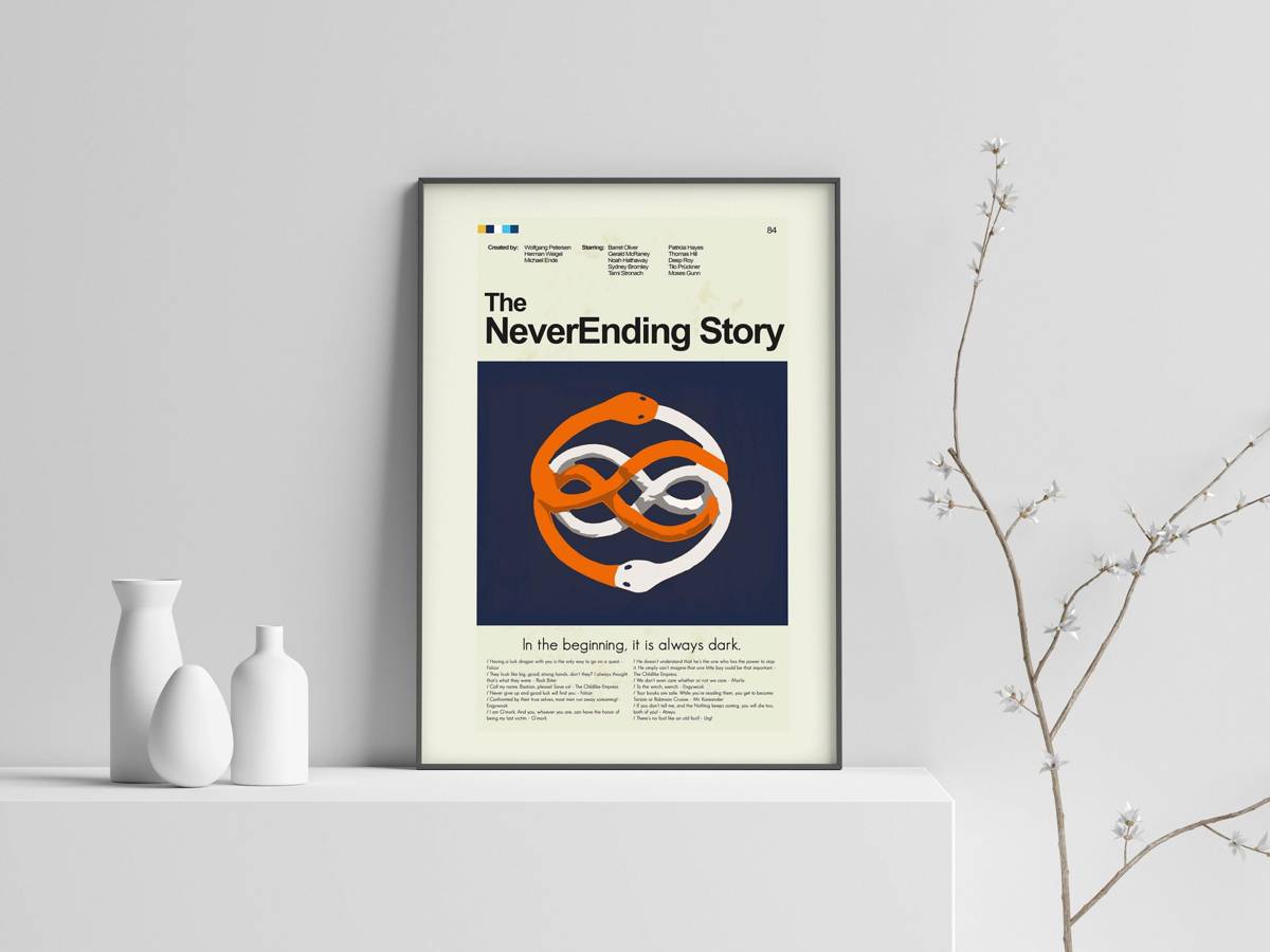 The Neverending Story Mid-Century Modern Inspired Print - Poster | Canvas Wall Art Print