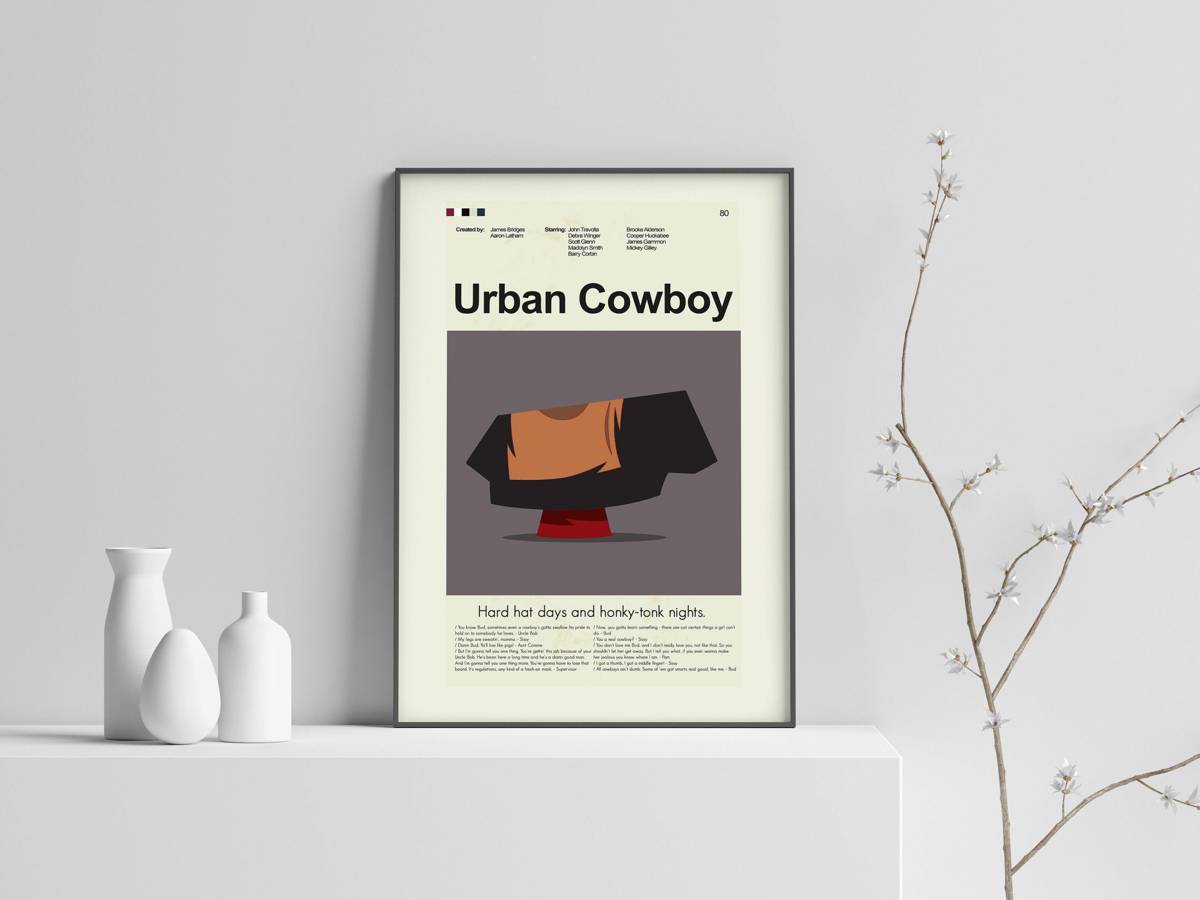 Urban Cowboy Mid-Century Modern Inspired Print - Poster | Canvas Wall Art Print