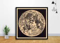 Old Maps - Telescopic View Of The Moon (1870) Art - Poster | Canvas Wall Art Print