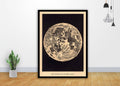 Old Maps - Telescopic View Of The Moon (1870) Art - Poster | Canvas Wall Art Print