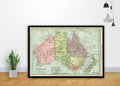 Map Of Australia Full World Globe New Zealand Art - Poster | Canvas Wall Art Print