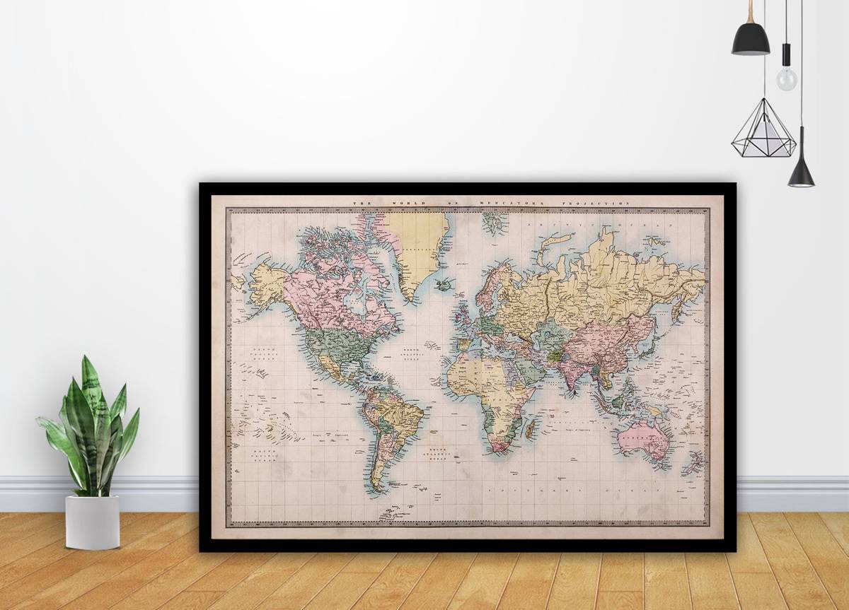 World Photo Map Art - Poster | Canvas Wall Art Print