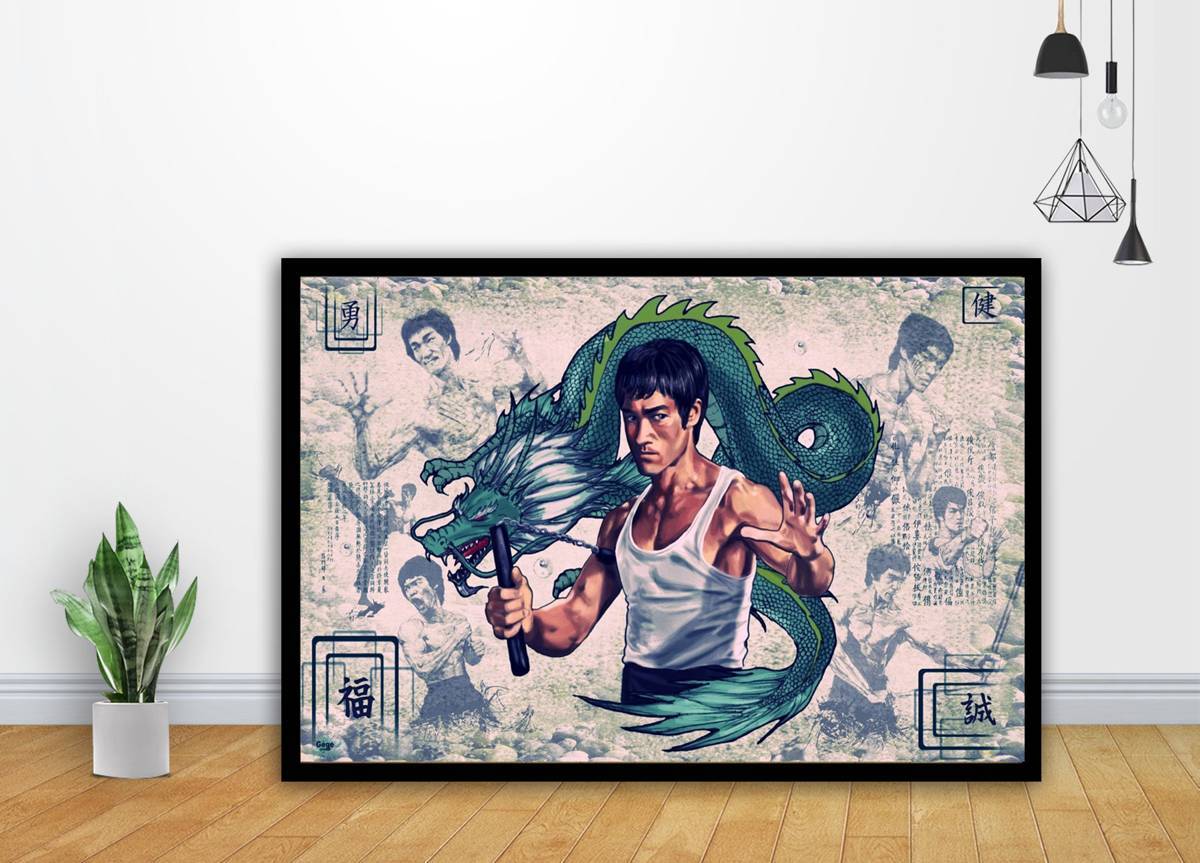Bruce Lee Vintage 1970 Kung Fu Art - Poster | Canvas Wall Art Print