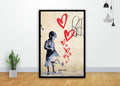 Graffiti Banksy Love Hearts Painting Art - Poster | Canvas Wall Art Print
