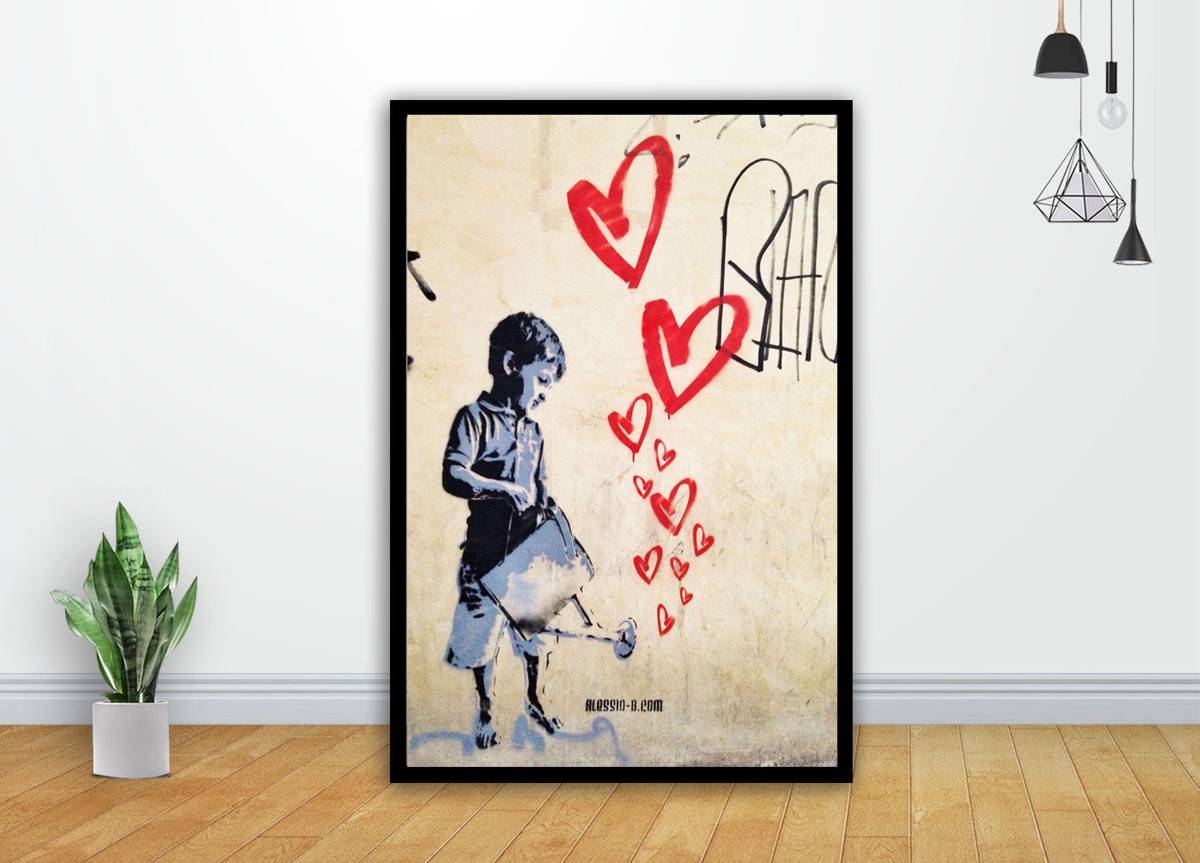Graffiti Banksy Love Hearts Painting Art - Poster | Canvas Wall Art Print