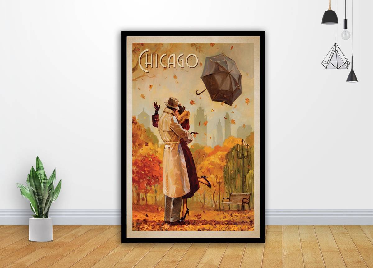 Chicago Usa Vintage Illustrated Travel Art - Poster | Canvas Wall Art Print