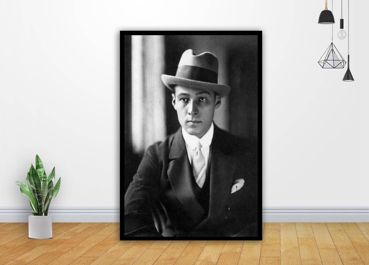 Rudolph Valentino Retro Classic Actor Bw Art - Poster | Canvas Wall Art Print