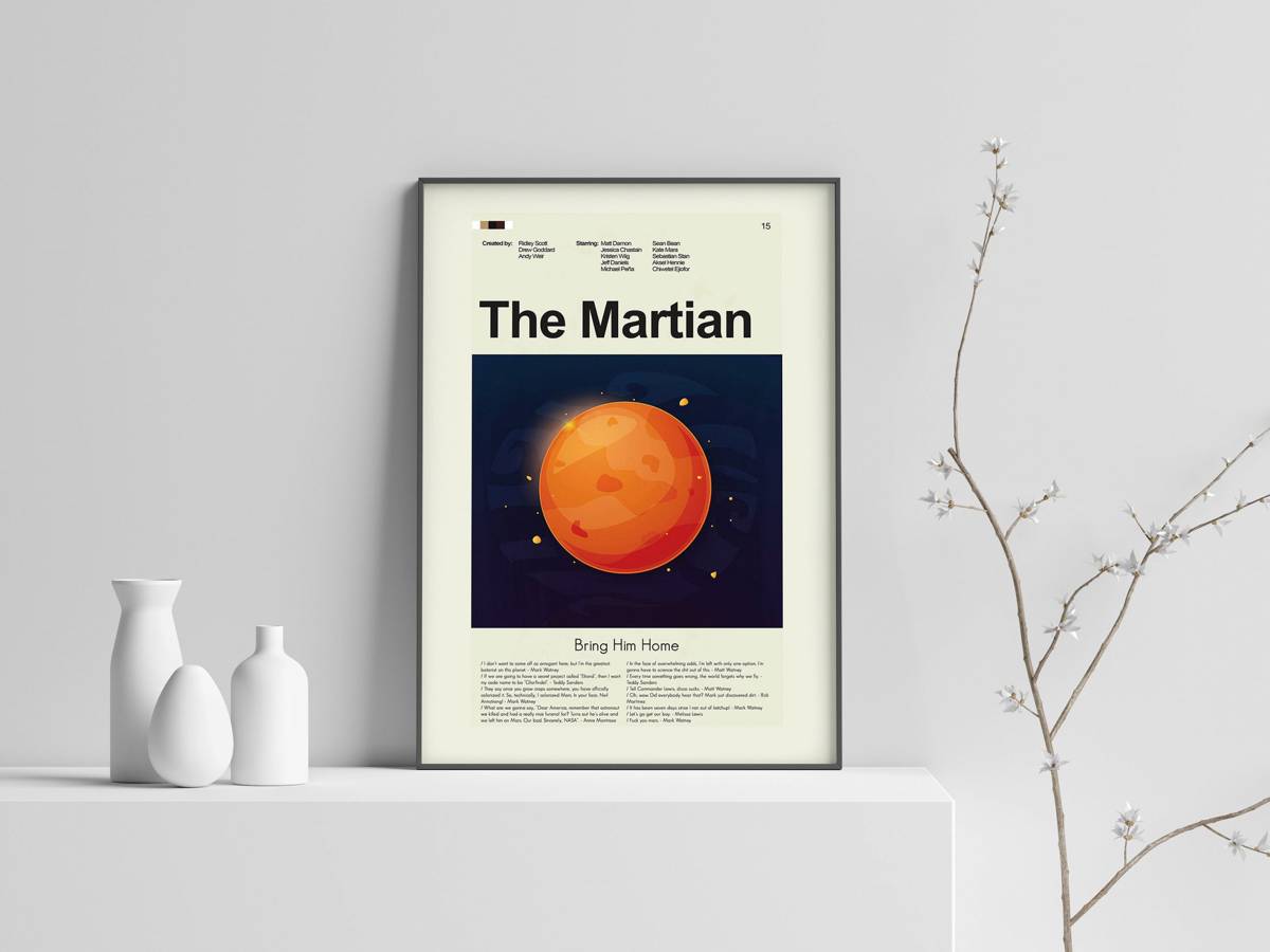 The Martian Mid-Century Modern Inspired Print - Poster | Canvas Wall Art Print