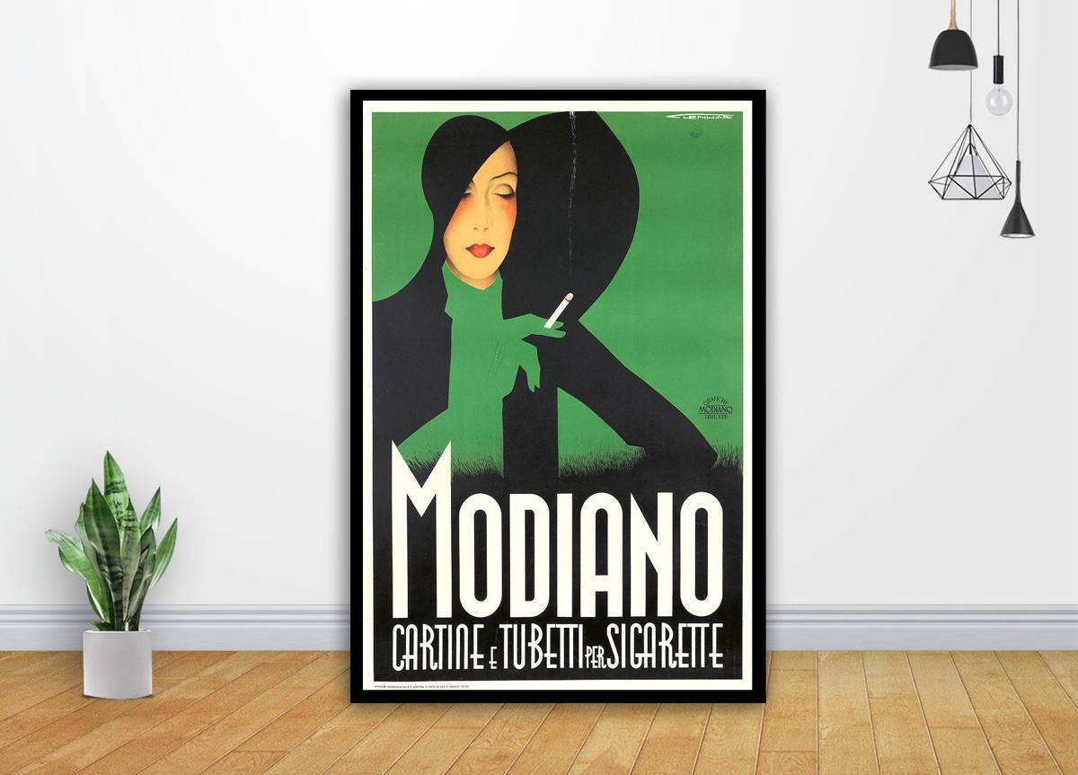 Vintage Modiano Italian Cigarettes Poster 1930S Smoking Glamour Art - Poster | Canvas Wall Art Print