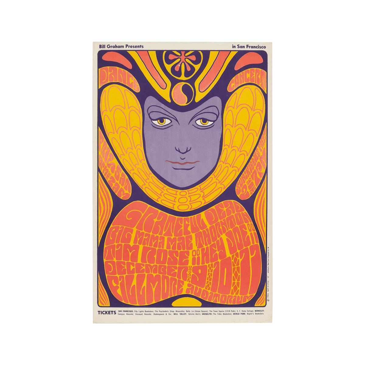 The Grateful Dead, Big Mama Mae Thornton And Tim Rose 1966 Concert - Poster | Canvas Wall Art Print