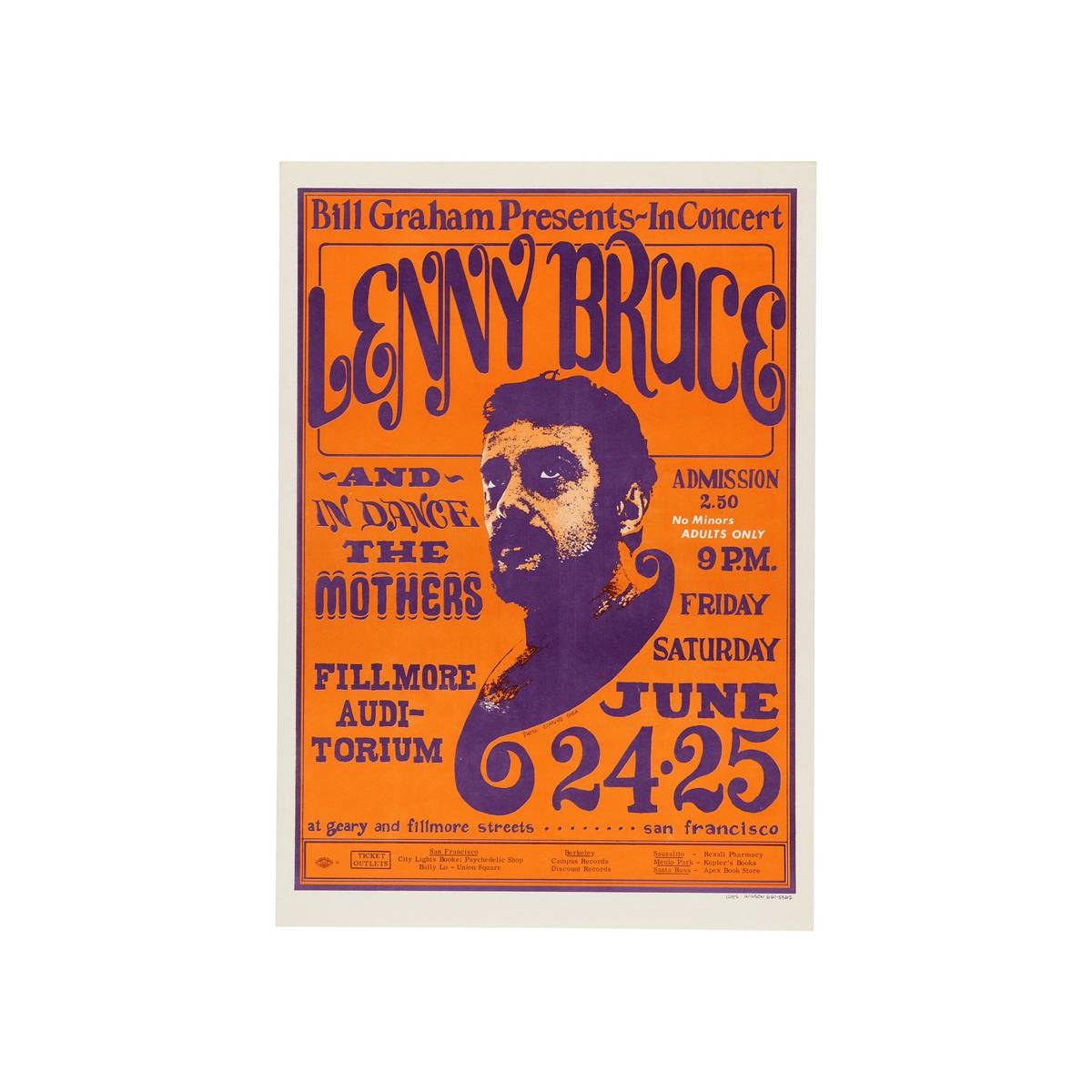 Lenny Bruce And The Mothers Of Invention 1966 Concert - Poster | Canvas Wall Art Print