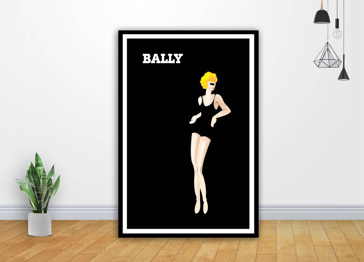 Vintage Black Yellow Bally Art - Poster | Canvas Wall Art Print