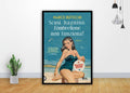 Retro Ad Painting Devon England Seaside Art - Poster | Canvas Wall Art Print