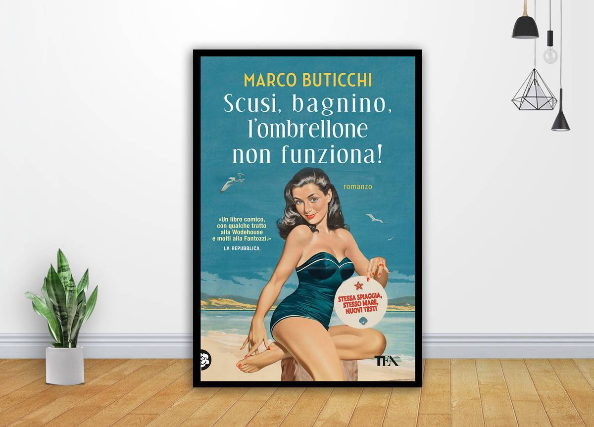 Retro Ad Painting Devon England Seaside Art - Poster | Canvas Wall Art Print