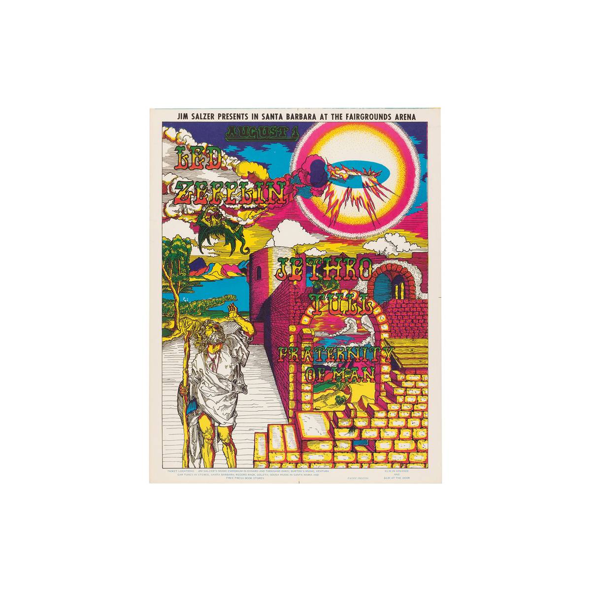 Led Zeppelin And Jethro Tull 1969 Concert - Poster | Canvas Wall Art Print