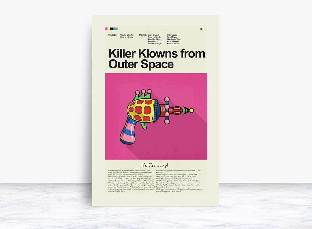 Killer Klowns From Outer Space Mid-Century Modern Inspired Print - Poster | Canvas Wall Art Print