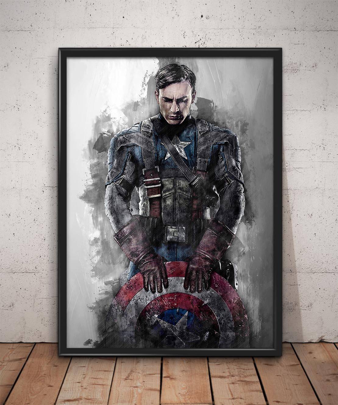 Captain America Print Captain America Avengers Wall Art - Poster | Canvas Wall Art Print