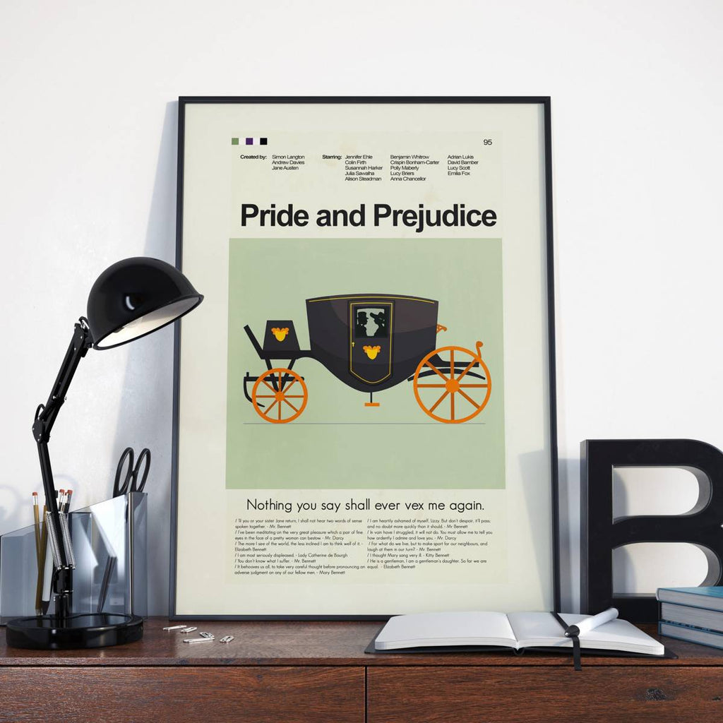 Pride And Prejudice - Bbc Mid-Century Modern Inspired Print - Poster | Canvas Wall Art Print