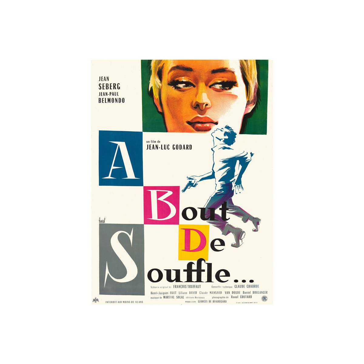 Breathless (‚àö√•‚àö¬™ Bout De Souffle) 1960 Movie Ver. 2 (French) - Poster | Canvas Wall Art Print