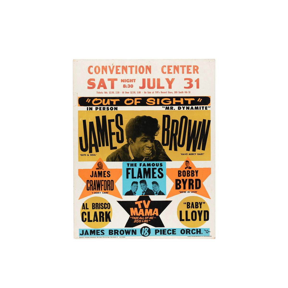 James Brown &amp;Amp; The Famous Flames 1965 Concert - Poster | Canvas Wall Art Print
