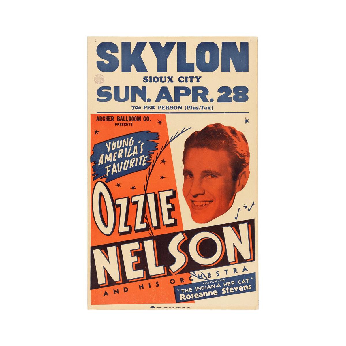 Ozzie Nelson 1934 Concert - Poster | Canvas Wall Art Print