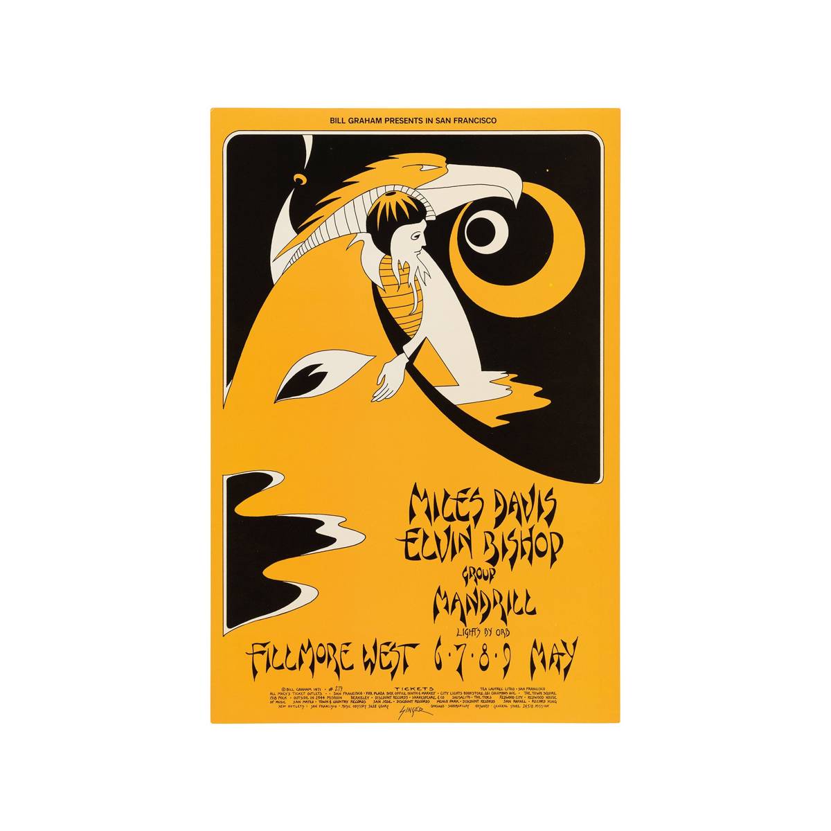 Miles Davis And Elvin Bishop 1971 Concert - Poster | Canvas Wall Art Print