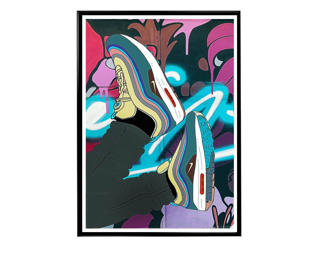Sw Air Max Sneaker Poster, Hypebeast Poster, Kicks Poster, Urban Wall Art, Graffiti Wall Art, Streetwear Posters, Sneaker Wall Art - Poster | Canvas Wall Art Print