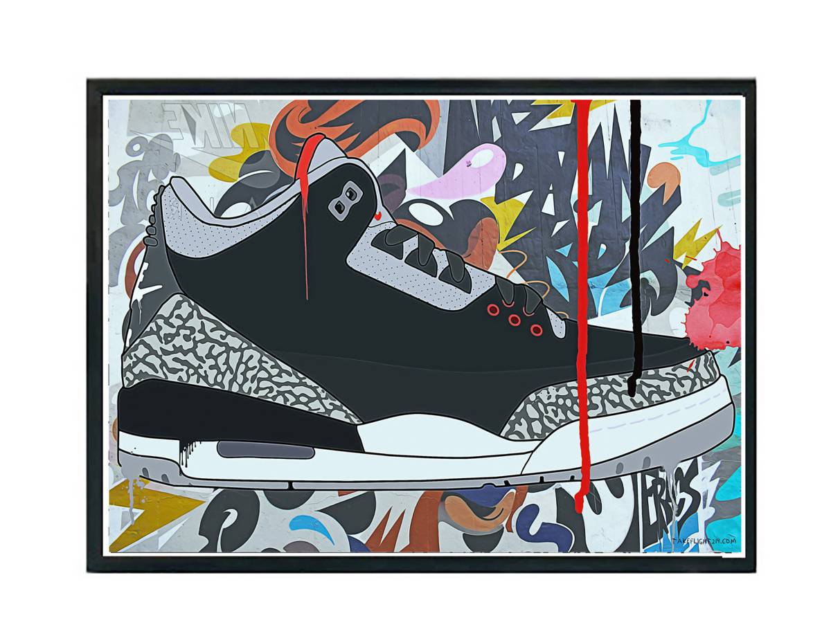Cement Graffiti Sneaker Poster, Hypebeast Poster, Kicks Poster, Urban Wall Art, Graffiti Wall Art, Streetwear Posters, Sneaker Art - Poster | Canvas Wall Art Print
