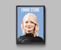 Emma Stone In Blue With Signature - Poster | Canvas Wall Art Print