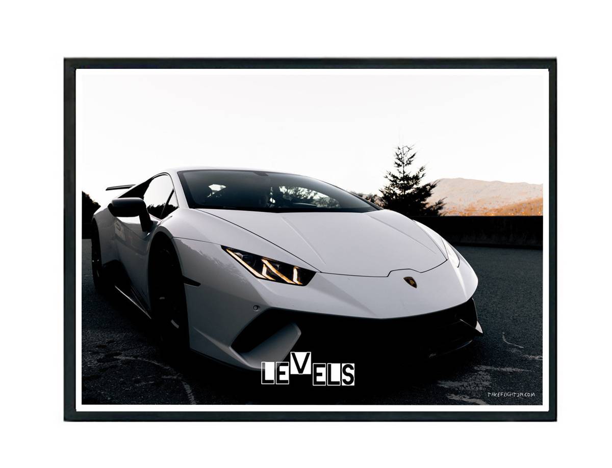 Levels Lambo Poster, Hypebeast Poster, Motivational Poster, Urban Wall Art, Exotic Car Wall Art, Streetwear Posters, Sports Car Art - Poster | Canvas Wall Art Print