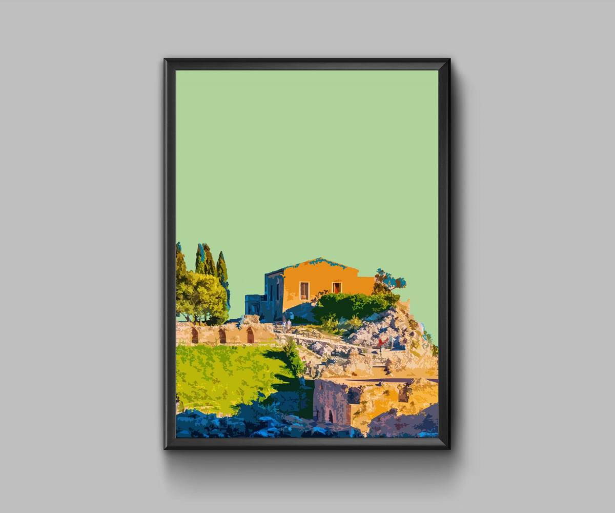 Sicily, Italy In Green - Poster | Canvas Wall Art Print