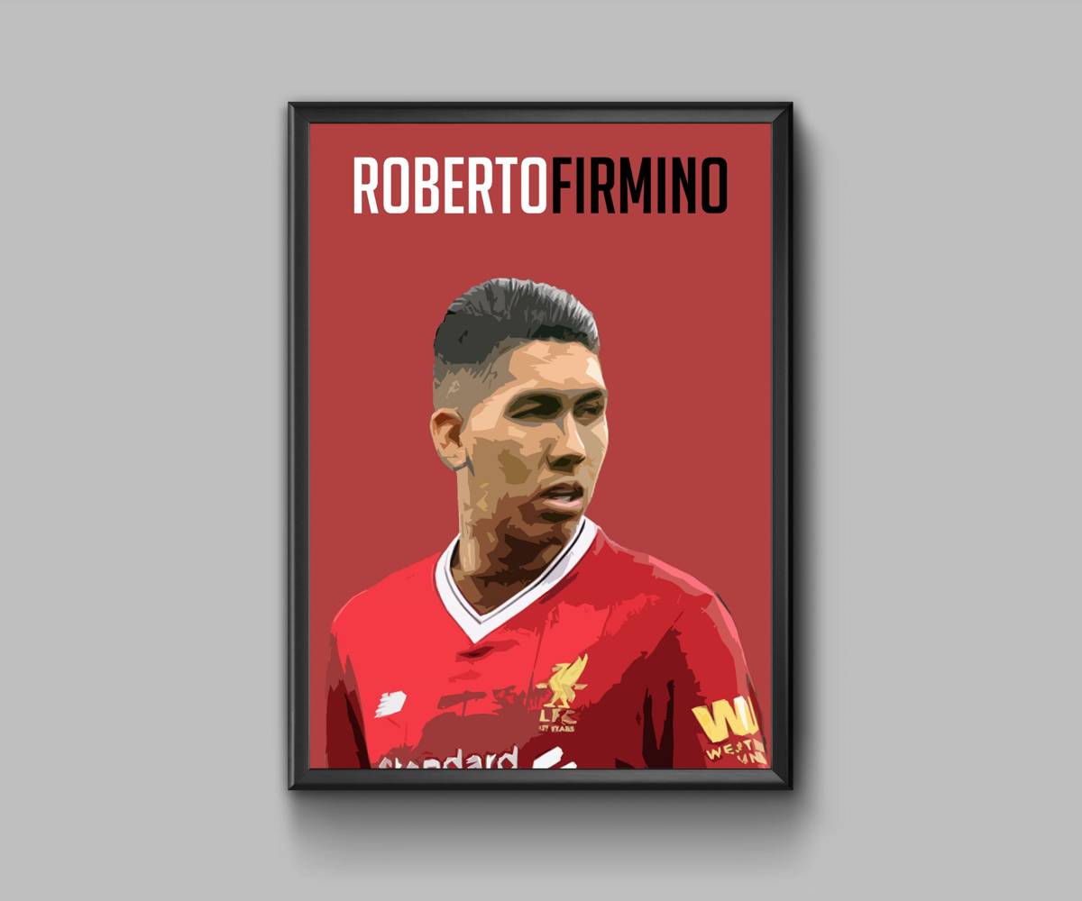 Roberto Firmino In Red - Poster | Canvas Wall Art Print