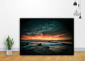 Australia Storm Ocean Sea Sunset Sunrise Beach Landscape Painting Art - Poster | Canvas Wall Art Print