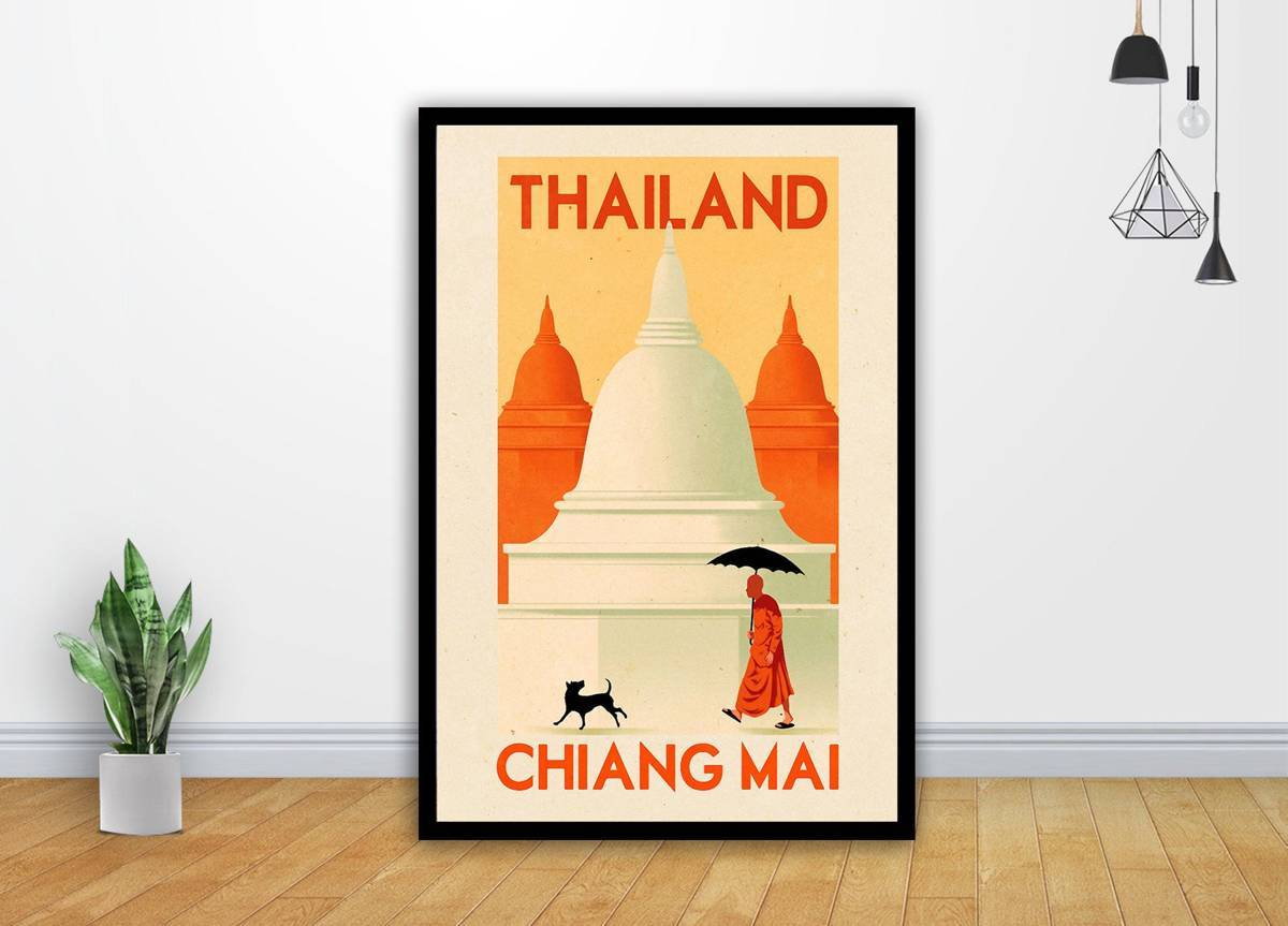 Travel Vintage Thailand Chiang Mai Art - Poster | Canvas Wall Art Print