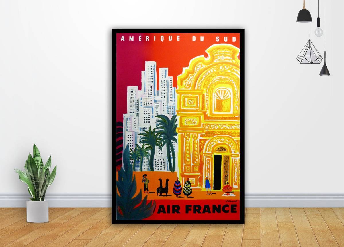 Travel Air France South America Vintage Bernard Villemot Art - Poster | Canvas Wall Art Print