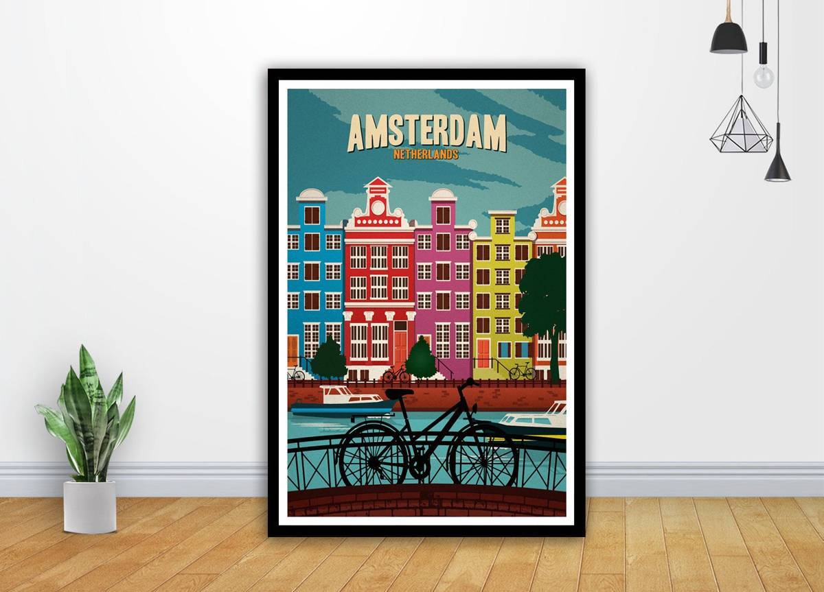 Amsterdam Holland Vintage Bike Art - Poster | Canvas Wall Art Print