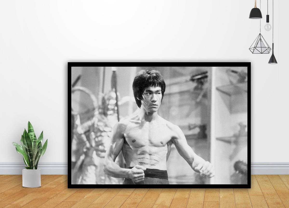 Bruce Lee Film Black White Vintage Art Poster - Poster | Canvas Wall Art Print