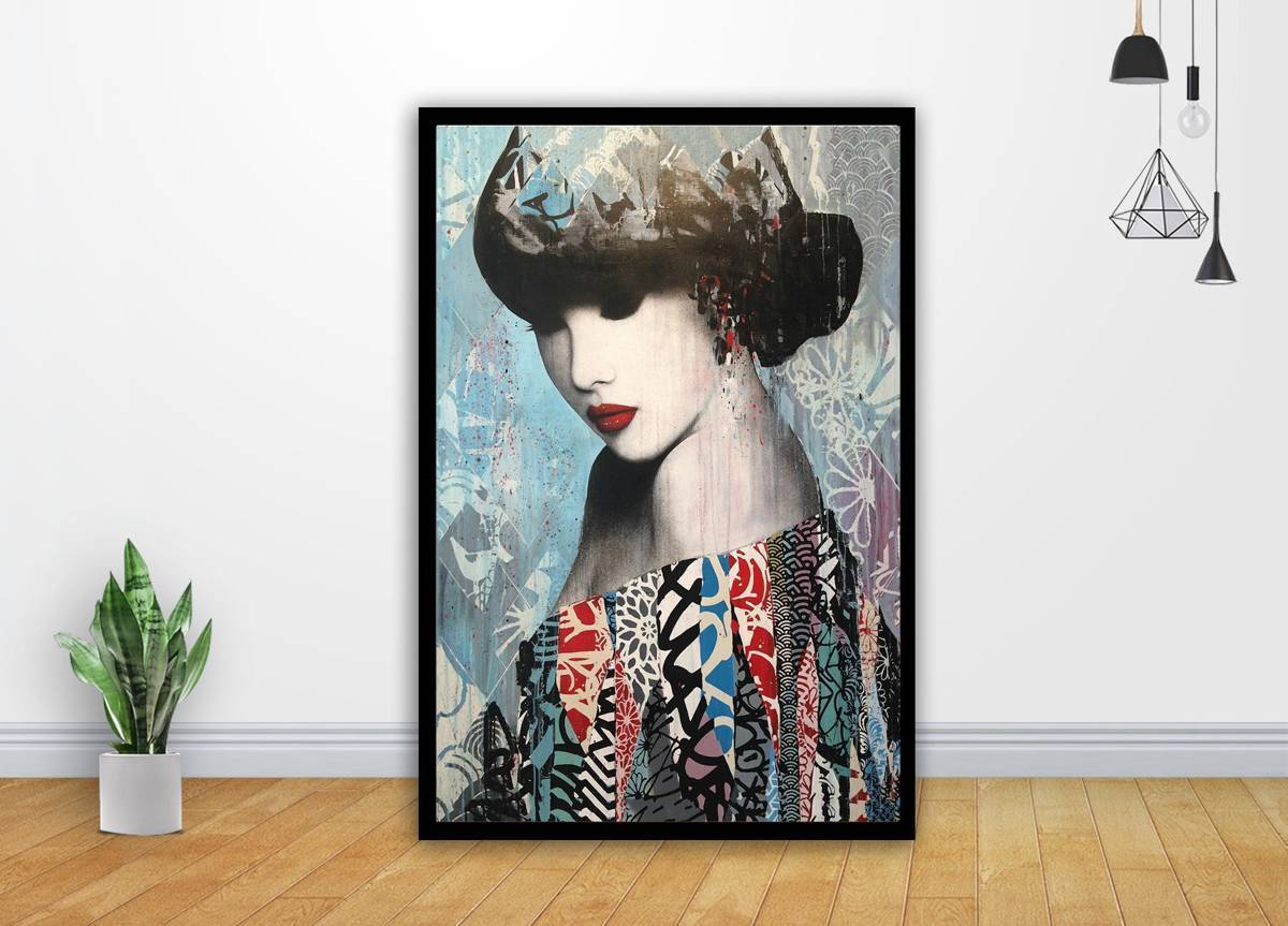 Japan Geisha Girl Graffiti Street Art - Poster | Canvas Wall Art Print