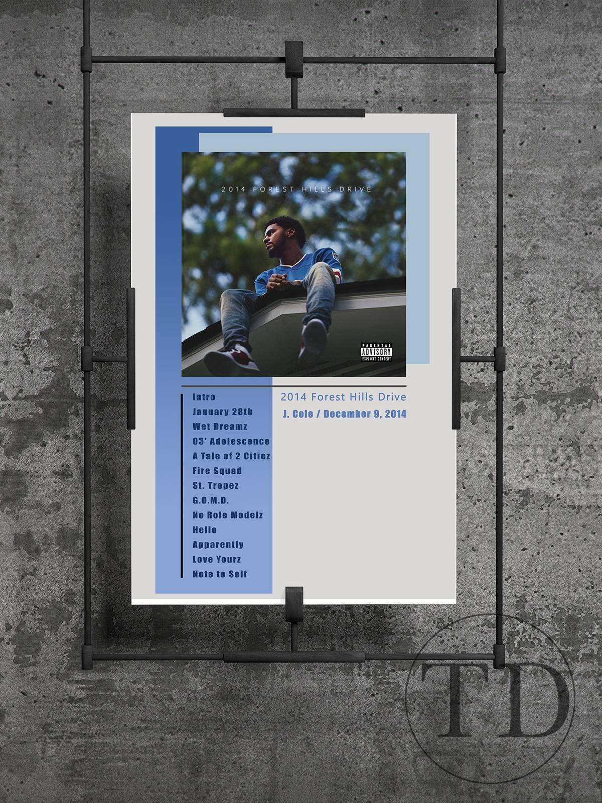 J. Cole 2014 Forest Hills Drive Album, J Cole J Cole Wall Art - Poster | Canvas Wall Art Print