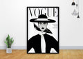Vogue Black White Lady Hat Art - Poster | Canvas Wall Art Print
